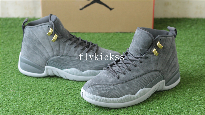 Authentic Air Jordan 12 Grey Suede